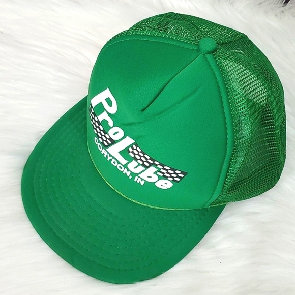 Vintage 90s Mechanic ProLube Indiana Green Mesh Snapback Trucker Hat Adjustable - Picture 3 of 12